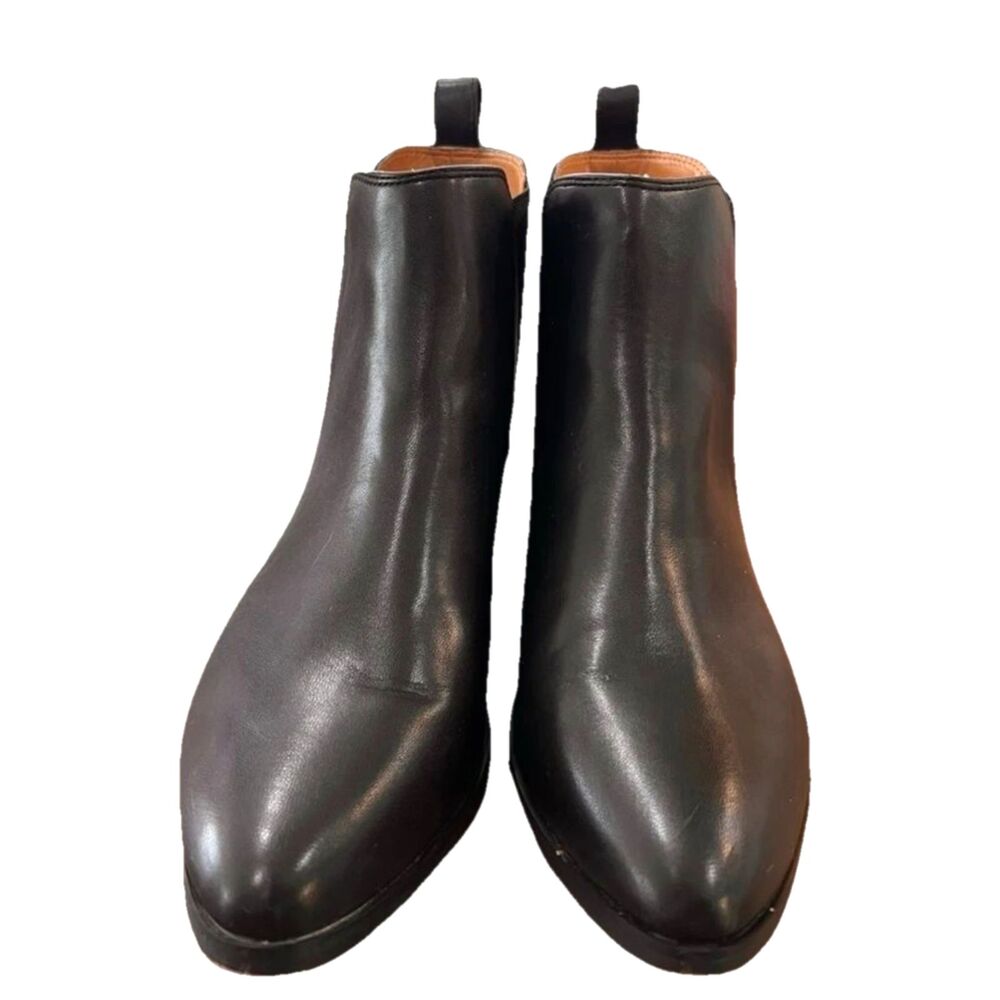 Elegant Black Slip-On Ankle Boots Block Heel Size 8.5 Workwear Minimalist J.Crew